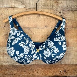 Cacique Bra Lane Bryant Lightly Lined Full Coverage 38F Underwired Blue Floral